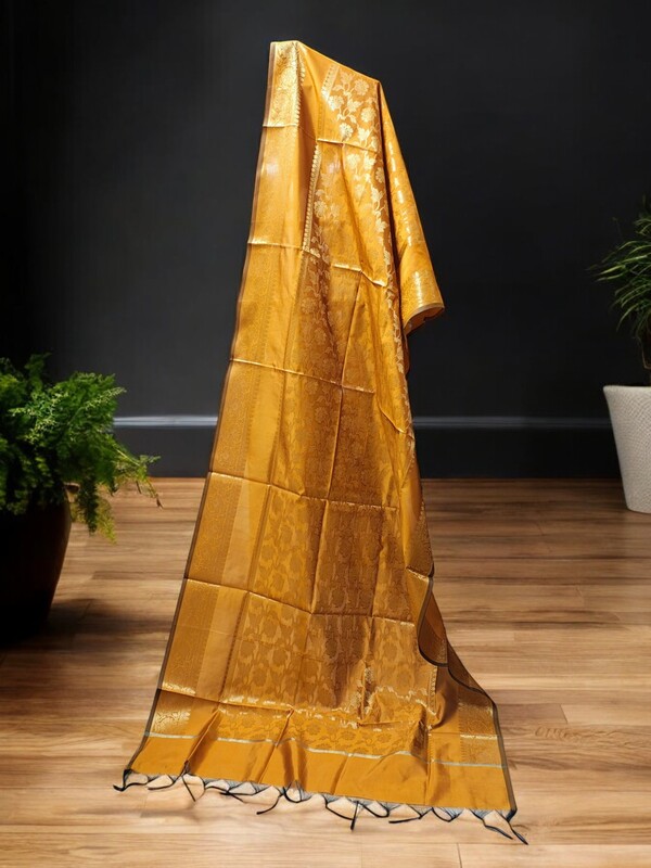 Mustard Banarasi Silk Dupatta for Women Mustard Banarasi Silk Dupatta for Women