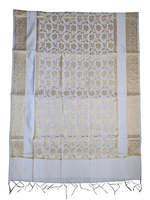 Cream Banarasi Silk Dupatta for Women Cream Banarasi Silk Dupatta for Women