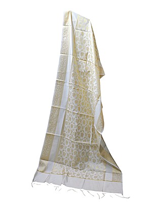 Cream Banarasi Silk Dupatta for Women Cream Banarasi Silk Dupatta for Women