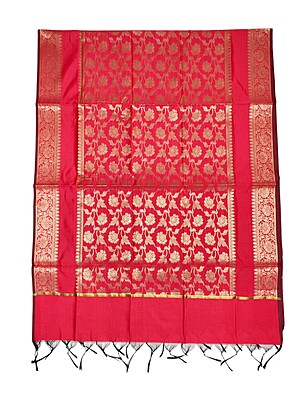 Red Banarasi Silk Dupatta for Women Red Banarasi Silk Dupatta for Women