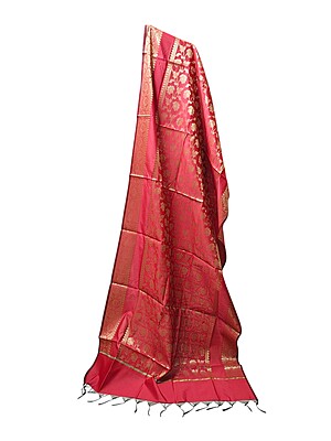 Red Banarasi Silk Dupatta for Women Red Banarasi Silk Dupatta for Women