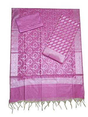 Pink Unstitched Banarasi Cotton Silk Salwar Suit Dress Material for Women Pink Unstitched Banarasi Cotton Silk Salwar Suit Dress Material for Women