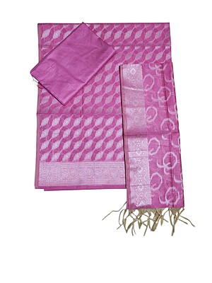 Pink Unstitched Banarasi Cotton Silk Salwar Suit Dress Material for Women Pink Unstitched Banarasi Cotton Silk Salwar Suit Dress Material for Women