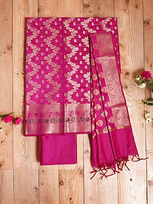 Banarasi Cotton Silk Unstitched Salwar Suit set dress material with ...