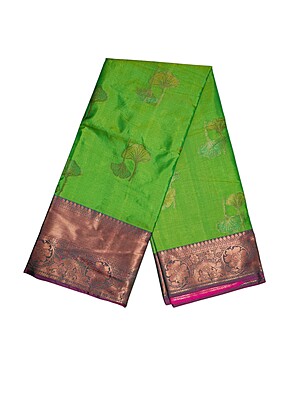Green Banarasi Silk Saree with Unstitched Blouse Green Banarasi Silk Saree with Unstitched Blouse
