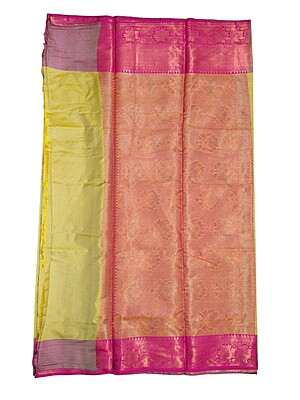 Mustard & Pink Banarasi Silk Saree with Unstitched Blouse Mustard & Pink Banarasi Silk Saree with Unstitched Blouse