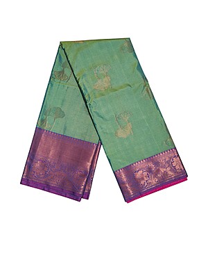 Mint Green Banarasi Silk Saree with Unstitched Blouse Mint Green Banarasi Silk Saree with Unstitched Blouse