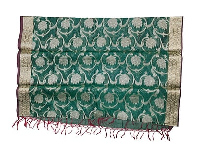 Green Banarasi Chanderi Silk Dupatta for Women Green Banarasi Chanderi Silk Dupatta for Women