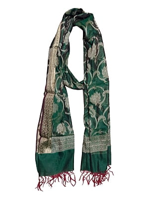 Green Banarasi Chanderi Silk Dupatta for Women Green Banarasi Chanderi Silk Dupatta for Women