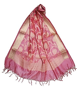 Light Pink Banarasi Silk Dupatta for Women Light Pink Banarasi Silk Dupatta for Women
