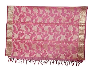 Pink Banarasi Silk Dupatta for Women Pink Banarasi Silk Dupatta for Women