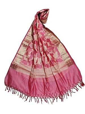 Pink Banarasi Silk Dupatta for Women Pink Banarasi Silk Dupatta for Women