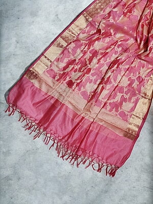 Pink Banarasi Silk Dupatta for Women Pink Banarasi Silk Dupatta for Women