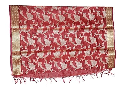 Red Banarasi Chanderi Silk Dupatta for Women Red Banarasi Chanderi Silk Dupatta for Women