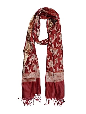 Red Banarasi Chanderi Silk Dupatta for Women Red Banarasi Chanderi Silk Dupatta for Women