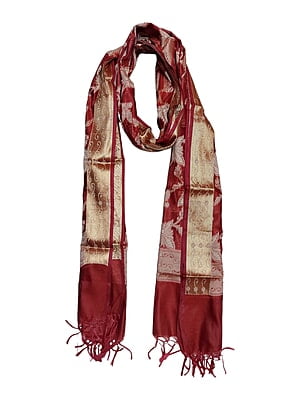 Red Banarasi Chanderi Silk Dupatta for Women Red Banarasi Chanderi Silk Dupatta for Women