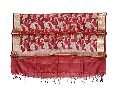 Red Banarasi Chanderi Silk Dupatta for Women Red Banarasi Chanderi Silk Dupatta for Women