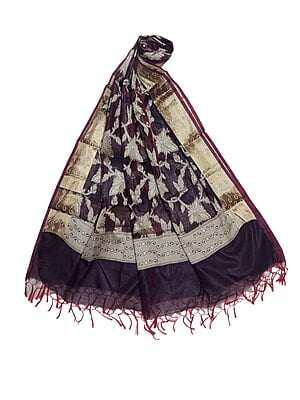 Wine Banarasi Chanderi Silk Dupatta for Women Wine Banarasi Chanderi Silk Dupatta for Women