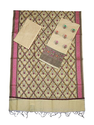 Yellow Unstitched Banarasi Cotton Dress Material with Dupatta for Women Yellow Unstitched Banarasi Cotton Dress Material with Dupatta for Women