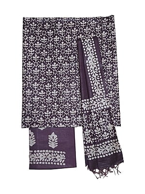 Brown Unstitched Batik Print Katan Silk Salwar Suit Dress Material with Dupatta Brown Unstitched Batik Print Katan Silk Salwar Suit Dress Material with Dupatta