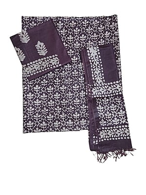 Brown Unstitched Batik Print Katan Silk Salwar Suit Dress Material with Dupatta Brown Unstitched Batik Print Katan Silk Salwar Suit Dress Material with Dupatta