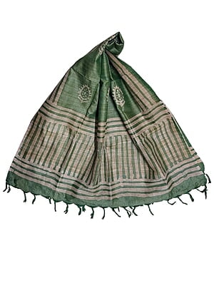 Green Batik Print Cotton Dupatta