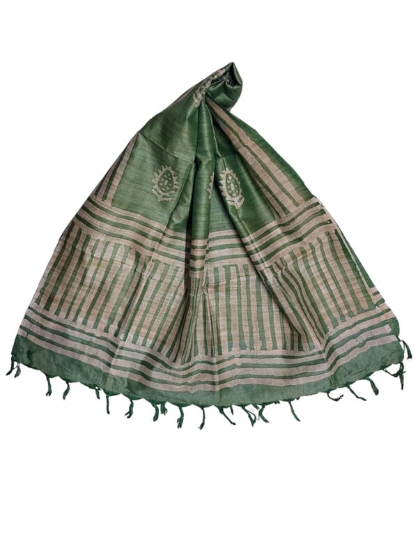 Green Batik Print Cotton Dupatta
