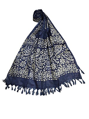 Indigo Batik Print Cotton Dupatta