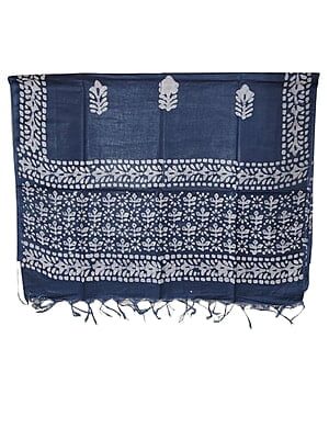Indigo Unstitched Batik Print Katan Silk Salwar Suit Dress Material with Dupatta Indigo Unstitched Batik Print Katan Silk Salwar Suit Dress Material with Dupatta