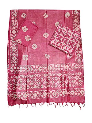 Pink Unstitched Batik Print Cotton Salwar Suit Dress Material with Dupatta Pink Unstitched Batik Print Cotton Salwar Suit Dress Material with Dupatta