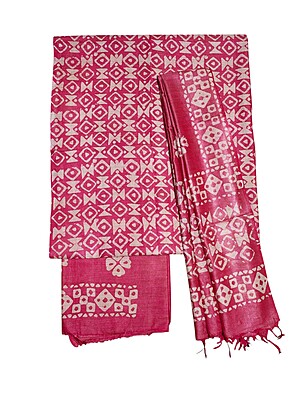 Pink Unstitched Batik Print Cotton Salwar Suit Dress Material with Dupatta Pink Unstitched Batik Print Cotton Salwar Suit Dress Material with Dupatta