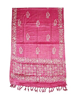 Pink Batik Cotton Silk Dupatta for Women Pink Batik Cotton Silk Dupatta for Women
