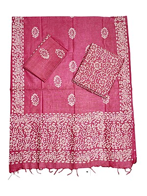 Dark Pink Unstitched Batik Print Cotton Salwar Suit Dress Material with Dupatta Dark Pink Unstitched Batik Print Cotton Salwar Suit Dress Material with Dupatta