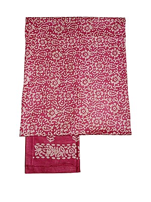 Dark Pink Unstitched Batik Print Cotton Salwar Suit Dress Material with Dupatta Dark Pink Unstitched Batik Print Cotton Salwar Suit Dress Material with Dupatta