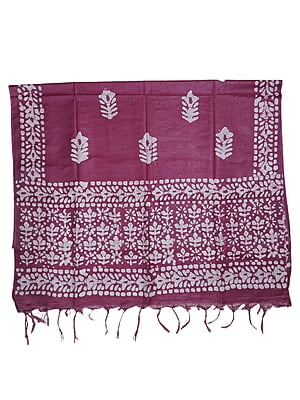 Wine Unstitched Batik Print Katan Silk Salwar Suit Dress Material with Dupatta Wine Unstitched Batik Print Katan Silk Salwar Suit Dress Material with Dupatta
