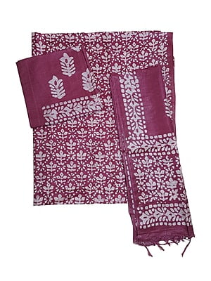 Wine Unstitched Batik Print Katan Silk Salwar Suit Dress Material with Dupatta Wine Unstitched Batik Print Katan Silk Salwar Suit Dress Material with Dupatta