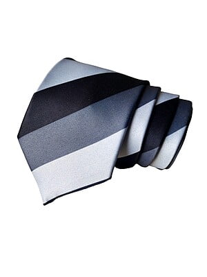 Grey & White & Black Striped Necktie