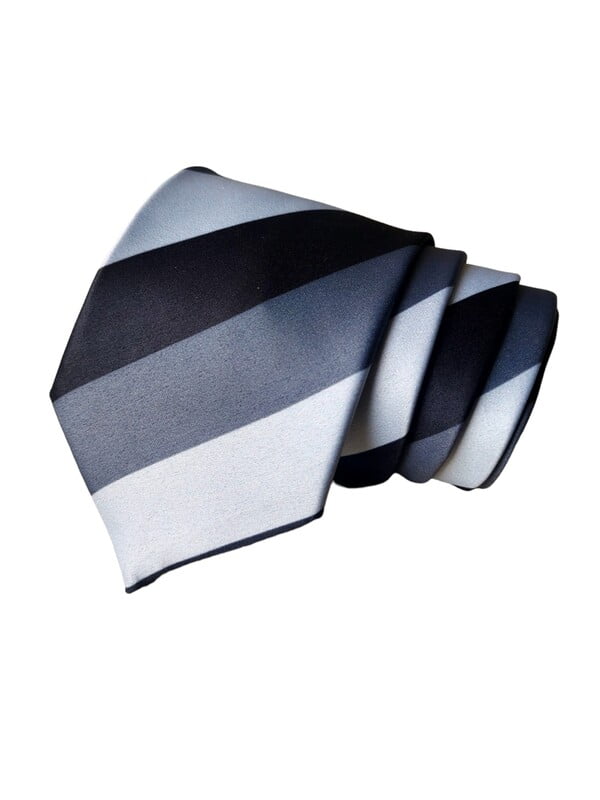Grey & White & Black Striped Necktie