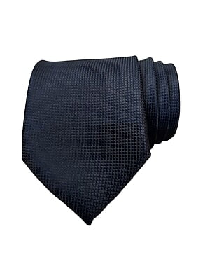 Black Self Design Solid Microfiber Necktie