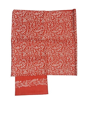 Red Unstitched Block Print Silk Salwar Suit Dress Material with Dupatta Red Unstitched Block Print Silk Salwar Suit Dress Material with Dupatta