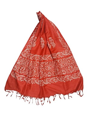 Red Unstitched Block Print Silk Salwar Suit Dress Material with Dupatta Red Unstitched Block Print Silk Salwar Suit Dress Material with Dupatta