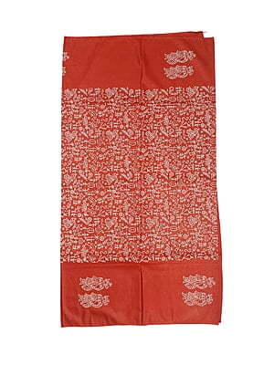 Red Unstitched Block Print Silk Salwar Suit Dress Material with Dupatta Red Unstitched Block Print Silk Salwar Suit Dress Material with Dupatta