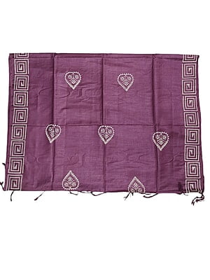 Wine Unstitched Batik Print Silk Salwar Suit Dress Material with Dupatta