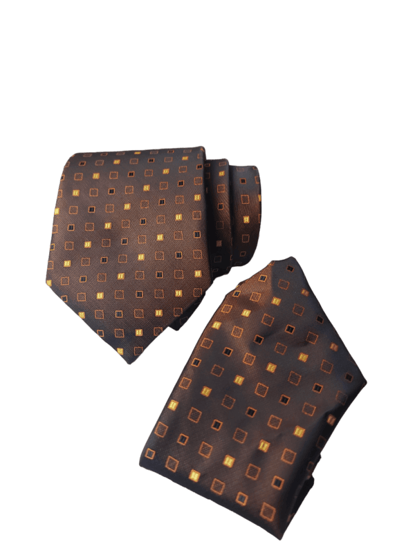 Brown Dotted Necktie with Pocket Square Brown Dotted Necktie with Pocket Square