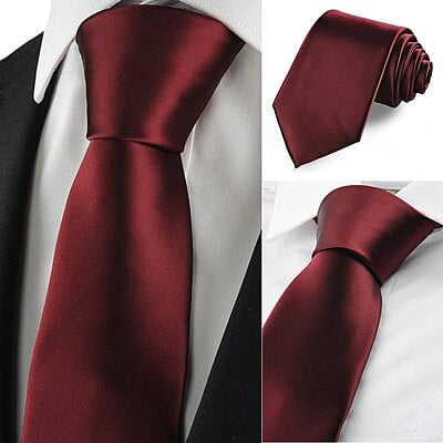 Burgundy Solid Silk Necktie Burgundy Solid Silk Necktie