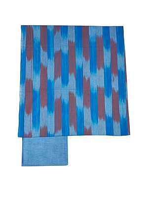 Indigo Ikkat Cotton Unstitched Salwar Suit Dress Material with Dupatta