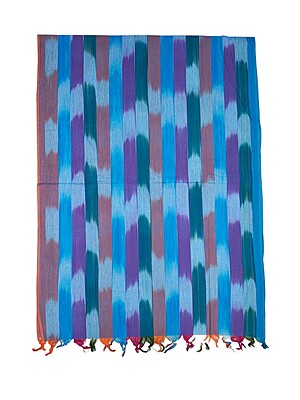 Indigo Ikkat Cotton Unstitched Salwar Suit Dress Material with Dupatta