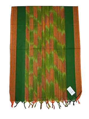 Green & Orange Unstitched Pochampally Ikkat Salwar Suit Set with Dupatta for Women Green & Orange Unstitched Pochampally Ikkat Salwar Suit Set with Dupatta for Women