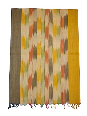 Mustard Pochampally Ikkat Cotton Unstitched Salwar Suit Set with Dupatta