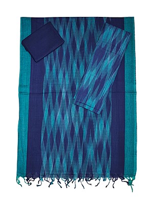 Light Blue Ikkat Cotton Unstitched Salwar Suit Dress Material with Dupatta Light Blue Ikkat Cotton Unstitched Salwar Suit Dress Material with Dupatta